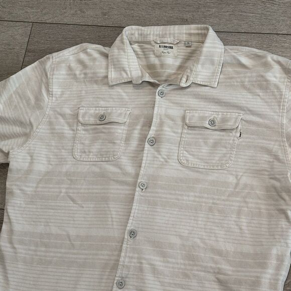 Linksoul Shirt Jacket Mens XXL Beige Stripe Shacket Long Sleeve Button Down - Picture 1 of 8